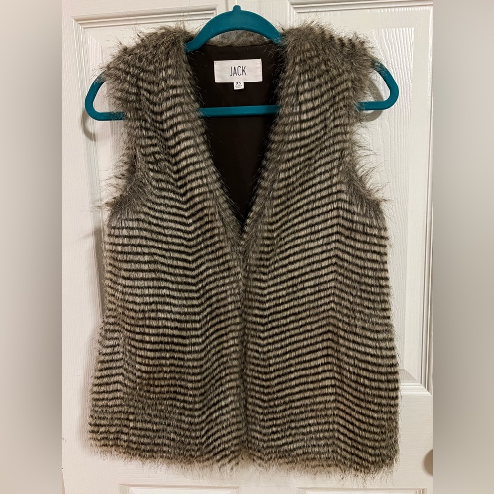 JACK Fuzzy Faux Fur Vest, Size XS